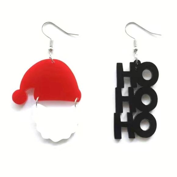 Christmas Santa Claus Ho Ho Ho Earrings - Picture 2 of 2